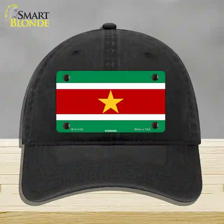 Suriname Flag Novelty License Plate Hat Unconstructed Cotton / Black