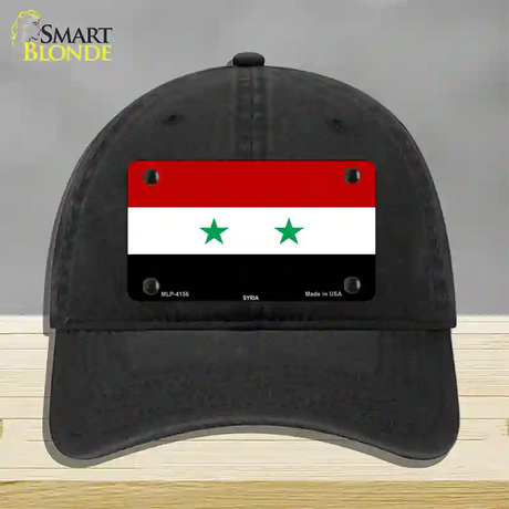 Syria Flag Novelty License Plate Hat Unconstructed Cotton / Black