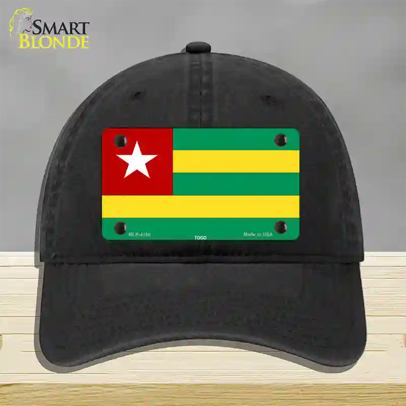 Togo Flag Novelty License Plate Hat Unconstructed Cotton / Black