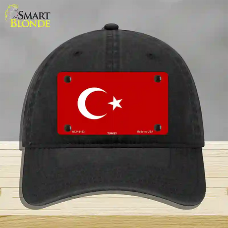 Turkey Flag Novelty License Plate Hat Unconstructed Cotton / Black