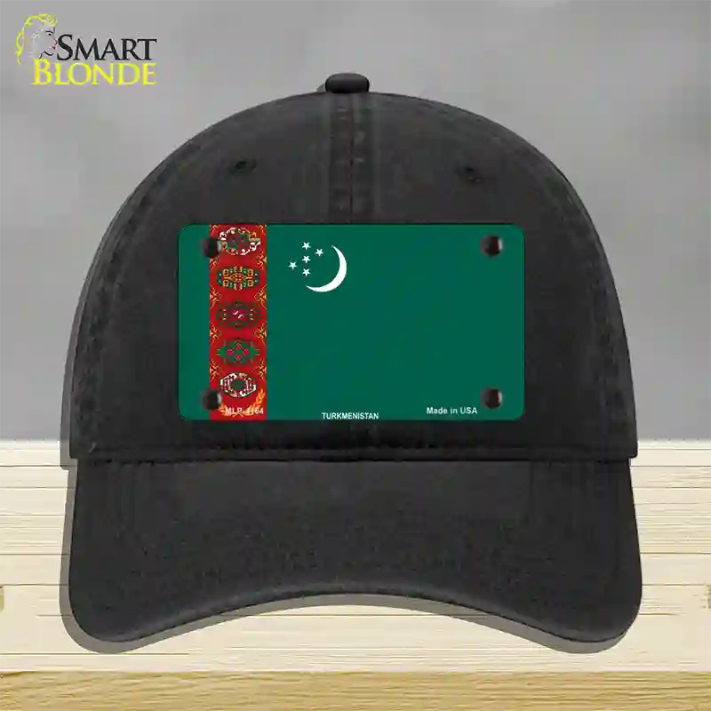 Turkmenistan Flag Novelty License Plate Hat Unconstructed Cotton / Black