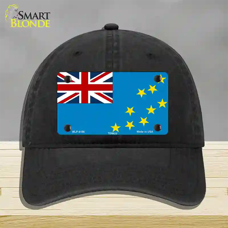 Tuvalu Flag Novelty License Plate Hat Unconstructed Cotton / Black