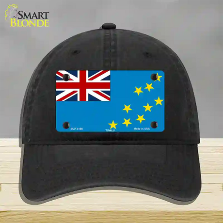 Tuvalu Flag Novelty License Plate Hat Unconstructed Cotton / Black