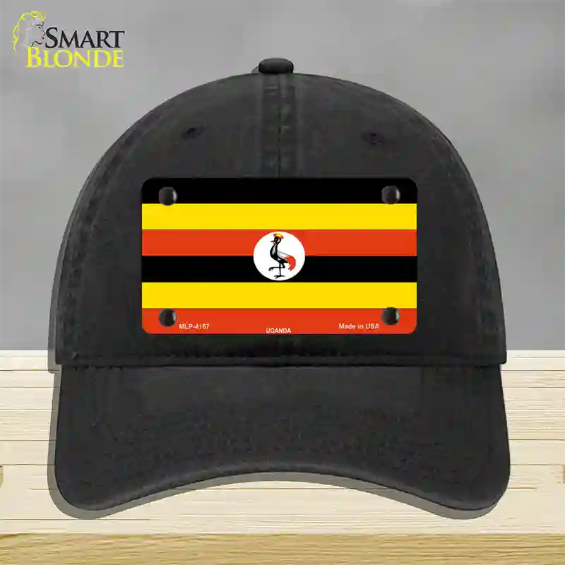 Uganda Flag Novelty License Plate Hat Unconstructed Cotton / Black