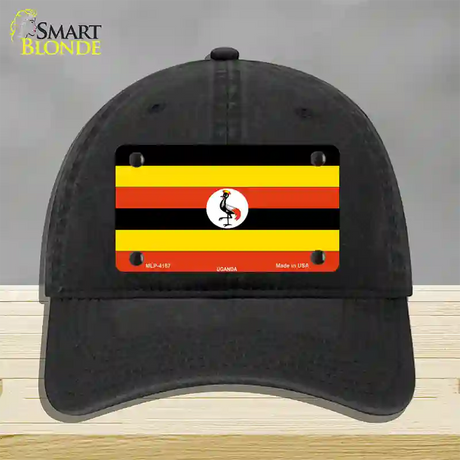 Uganda Flag Novelty License Plate Hat Unconstructed Cotton / Black