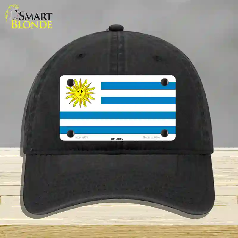 Uruguay Flag Novelty License Plate Hat Unconstructed Cotton / Black