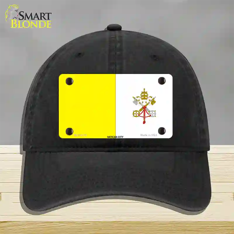 Vatican City Flag Novelty License Plate Hat Unconstructed Cotton / Black