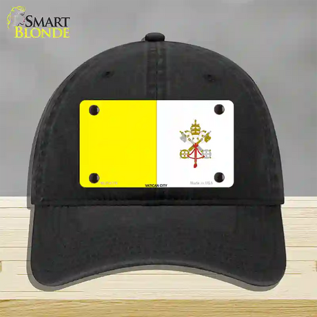 Vatican City Flag Novelty License Plate Hat Unconstructed Cotton / Black