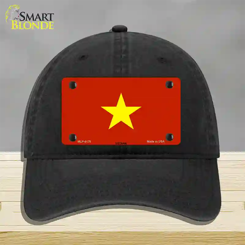 Vietnam Flag Novelty License Plate Hat Unconstructed Cotton / Black