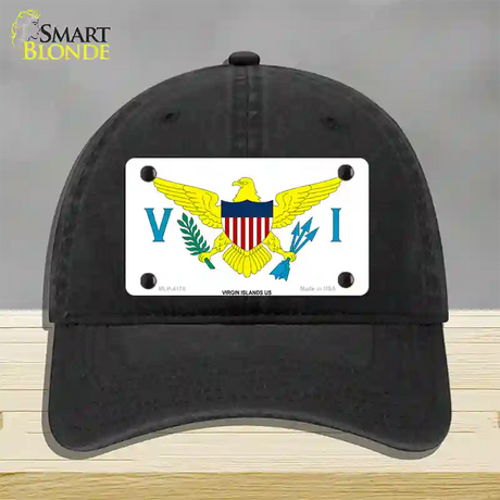 Virgin Islands US Flag Novelty License Plate Hat Unconstructed Cotton / Black