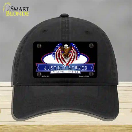 America Justice Served Novelty License Plate Hat Unconstructed Cotton / Black