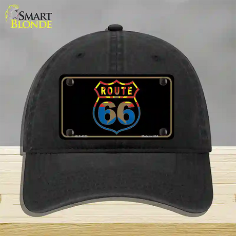 Route 66 Logo Arizona Flag Novelty License Plate Hat Unconstructed Cotton / Black