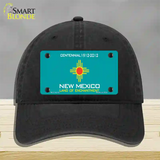 New Mexico Teal State Blank Novelty License Plate Hat Unconstructed Cotton / Black