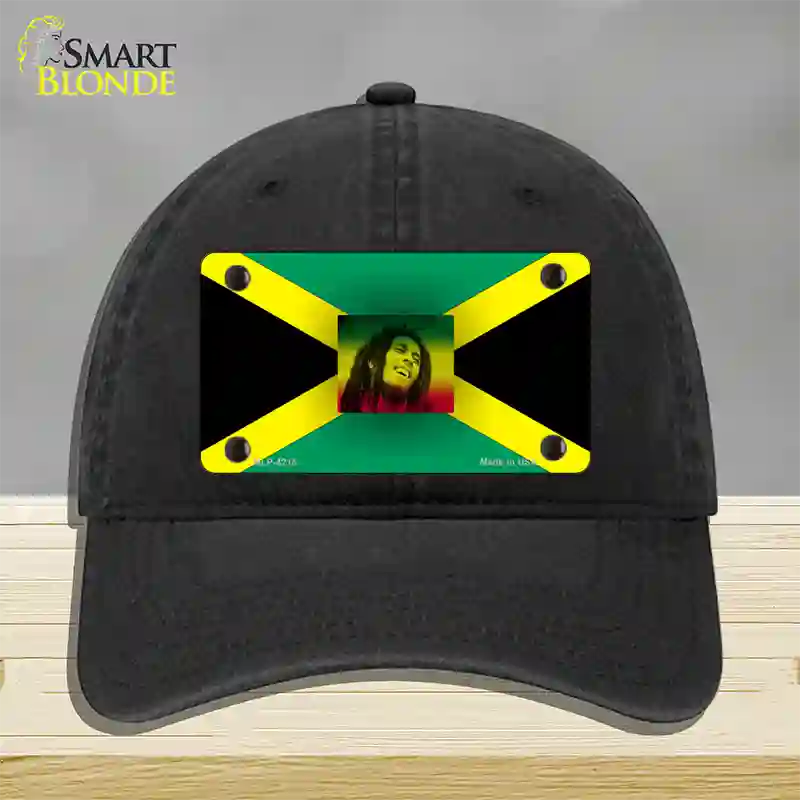 Jamaica Flag Bob Marley Novelty License Plate Hat Unconstructed Cotton / Black