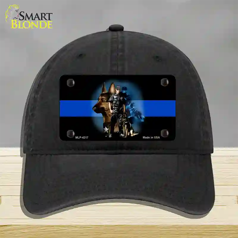 Thin Blue Line Police K-9 Novelty License Plate Hat Unconstructed Cotton / Black