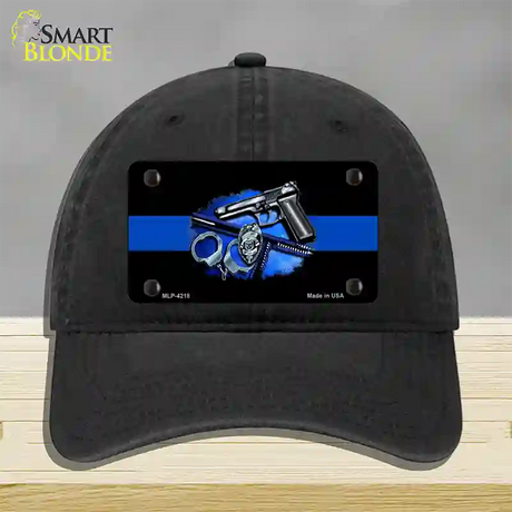 Thin Blue Line Badge Novelty License Plate Hat Unconstructed Cotton / Black