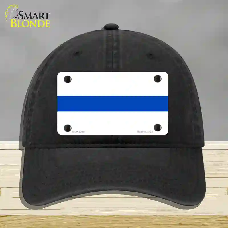 Thin Blue Line White Novelty License Plate Hat Unconstructed Cotton / Black