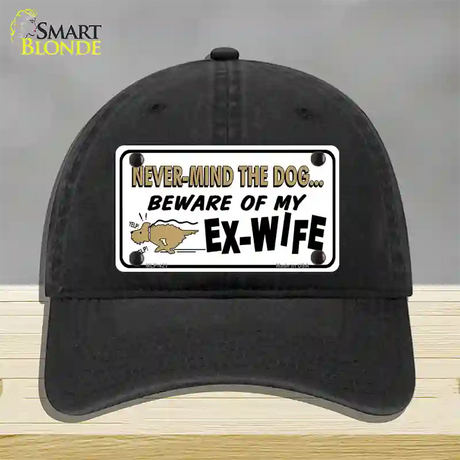 Beware Of My Ex-Wife Novelty License Plate Hat Unconstructed Cotton / Black