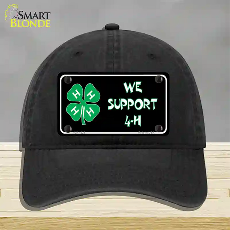 We Support 4-H Novelty License Plate Hat Unconstructed Cotton / Black