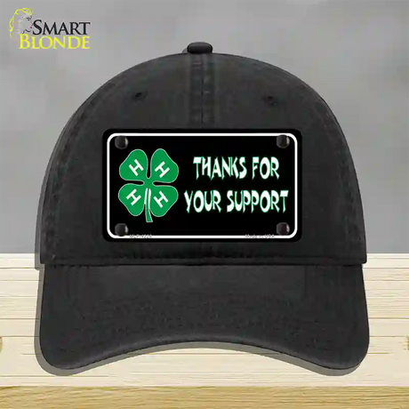 Thanks For Your Support 4-H Novelty License Plate Hat Unconstructed Cotton / Black