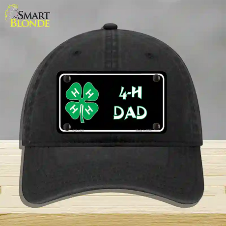 4-H Dad Novelty License Plate Hat Unconstructed Cotton / Black