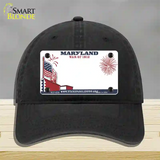 Maryland State Novelty License Plate Hat Unconstructed Cotton / Black