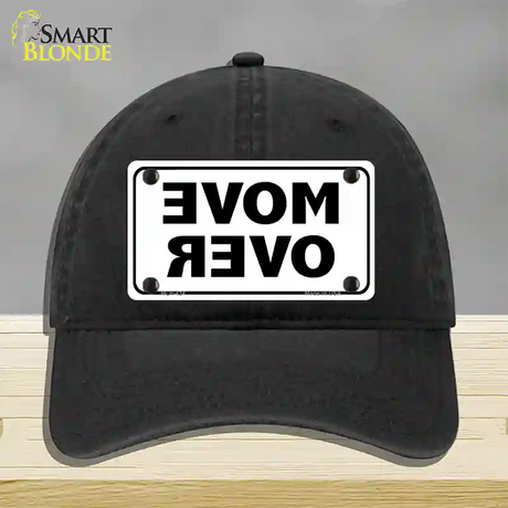 Move Over White Novelty License Plate Hat Unconstructed Cotton / Black