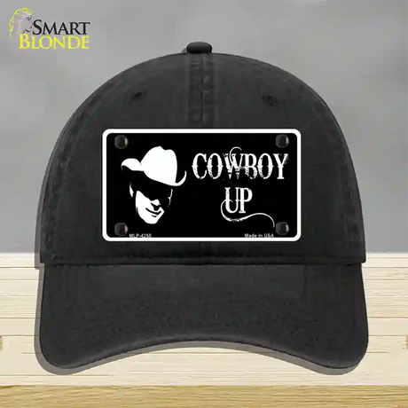 Cowboy Up License Novelty License Plate Hat Unconstructed Cotton / Black