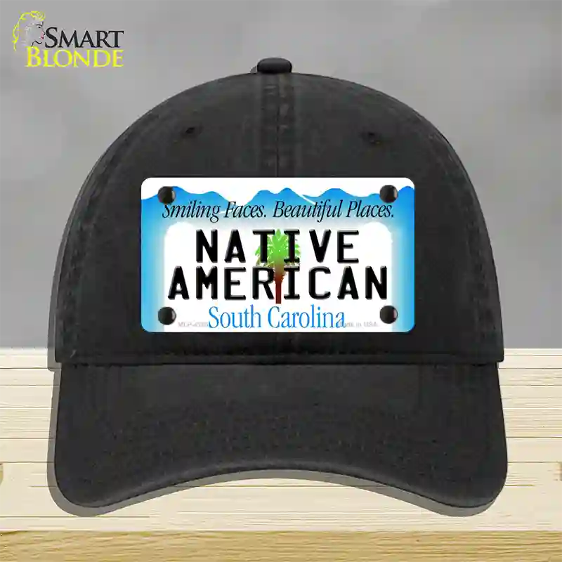 Native American South Carolina Novelty License Plate Hat Unconstructed Cotton / Black