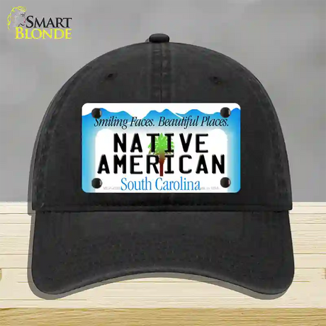 Native American South Carolina Novelty License Plate Hat Unconstructed Cotton / Black