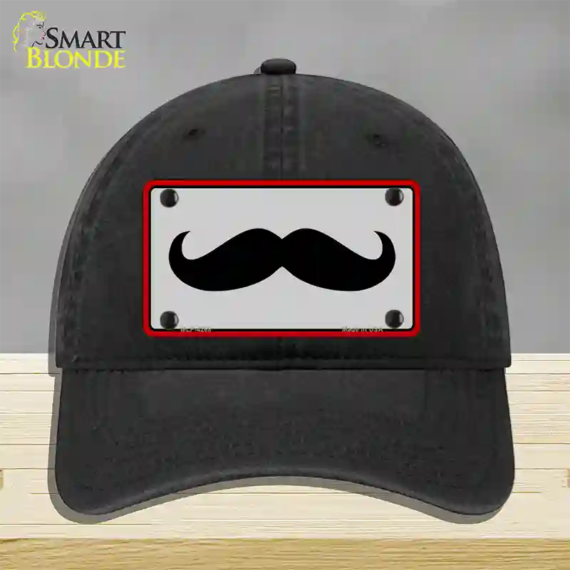 Mustache Novelty License Plate Hat Unconstructed Cotton / Black