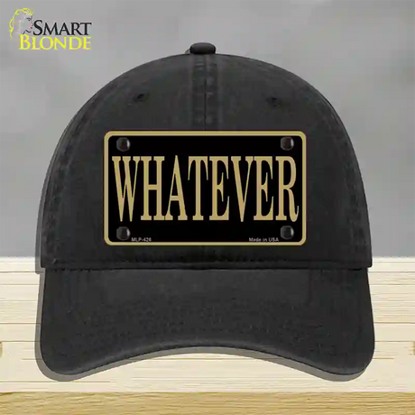 Whatever Novelty License Plate Hat Unconstructed Cotton / Black