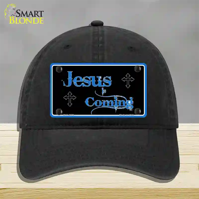 Jesus Is Coming Novelty License Plate Hat Unconstructed Cotton / Black