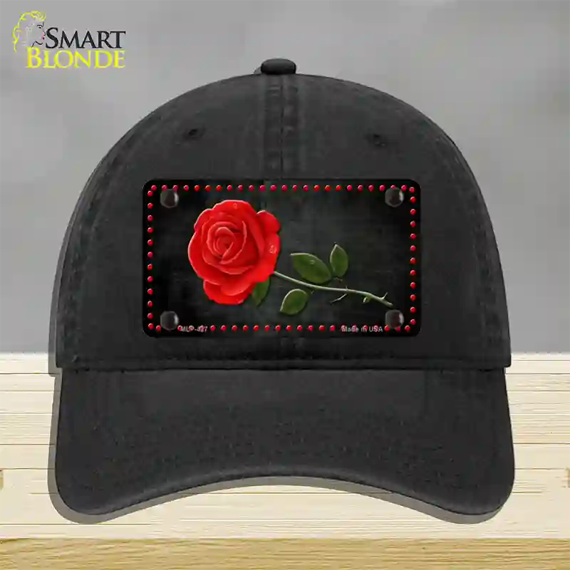 Rose Design Black Novelty License Plate Hat Unconstructed Cotton / Black