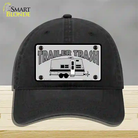 Trailer Trash Novelty License Plate Hat Unconstructed Cotton / Black