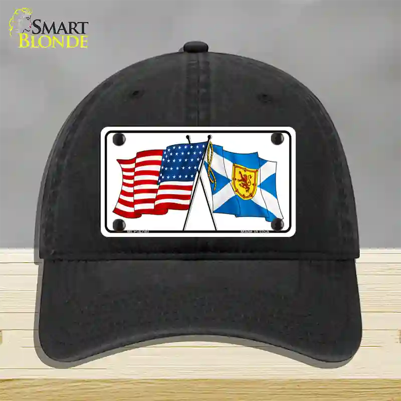 United States Scotland Crossed Flags Novelty License Plate Hat Sign Unconstructed Cotton / Black