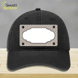 Tan White Quatrefoil Center Scallop Novelty License Plate Hat Unconstructed Cotton / Black