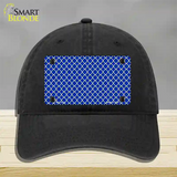 Blue White Quatrefoil Novelty License Plate Hat Unconstructed Cotton / Black