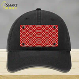 Red White Quatrefoil Novelty License Plate Hat Unconstructed Cotton / Black