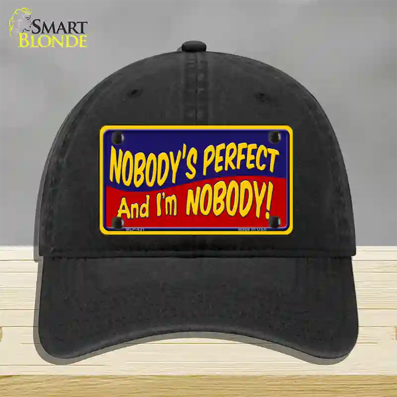 Nobodys Perfect Novelty License Plate Hat Unconstructed Cotton / Black