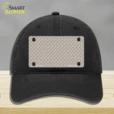 Tan White Quatrefoil Novelty License Plate Hat Unconstructed Cotton / Black