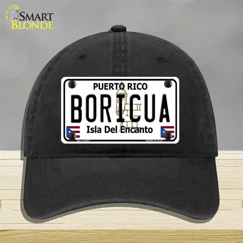 Boricua Puerto Rico Novelty License Plate Hat Unconstructed Cotton / Black