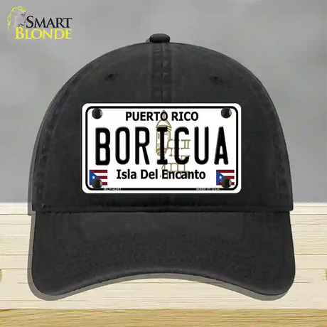 Boricua Puerto Rico Novelty License Plate Hat Unconstructed Cotton / Black