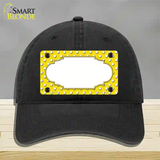 Scallop Yellow White Polka Dot Novelty License Plate Hat Unconstructed Cotton / Black