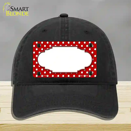 Scallop Red White Polka Dot Novelty License Plate Hat Unconstructed Cotton / Black