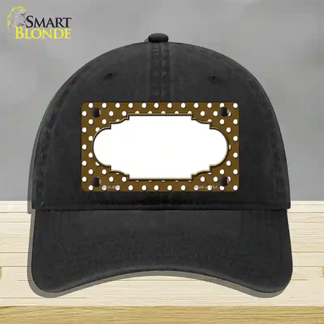 Scallop Brown White Polka Dot Novelty License Plate Hat Unconstructed Cotton / Black