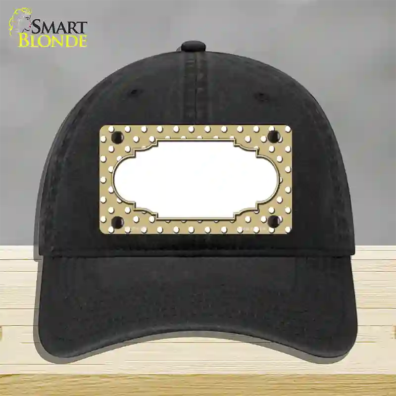 Scallop Gold White Polka Dot Novelty License Plate Hat Unconstructed Cotton / Black