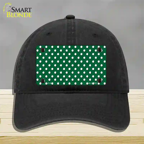 Green Polka Dot Novelty License Plate Hat Unconstructed Cotton / Black