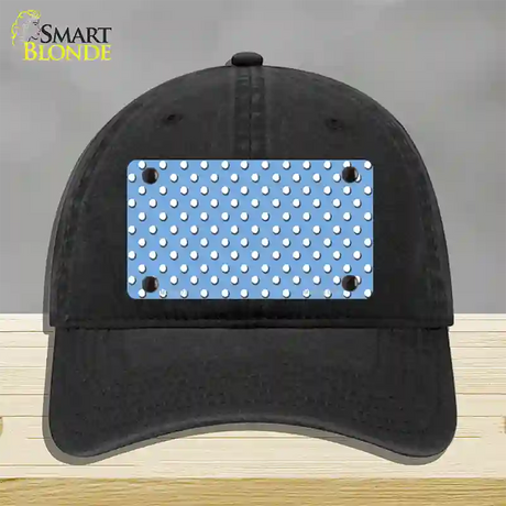 Light Blue Polka Dot Novelty License Plate Hat Unconstructed Cotton / Black