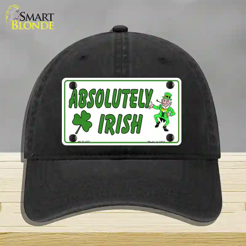 Absolutely Irish Novelty License Plate Hat Unconstructed Cotton / Black